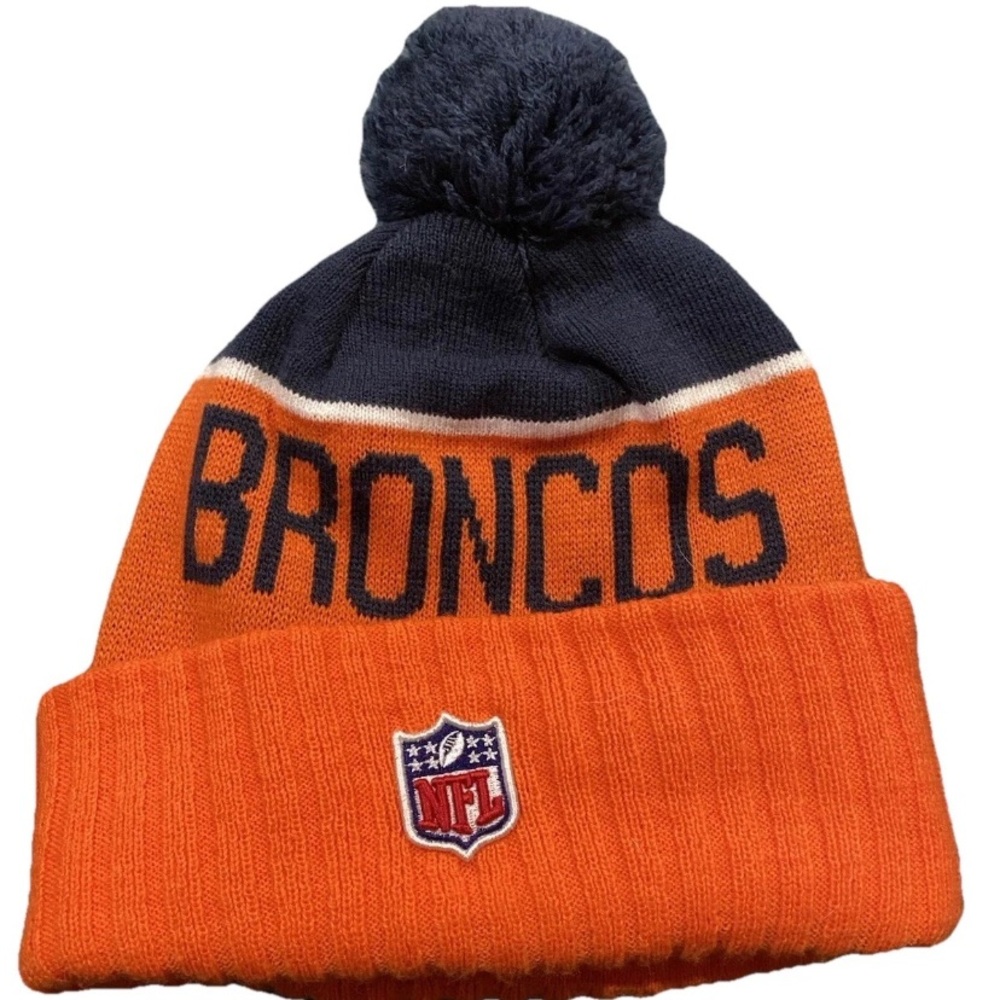 DENVER BRONCOS BEANIE HAT NEW ERA Orange Blue White NFL Knit Pom Stocking Cap